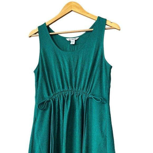 Athleta Emerald Green Echo Midi Dress Size Medium Ruched Waist Maxi Tank - Picture 12 of 13
